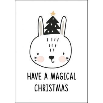 Ansichtkaart kerst hoofdje magical christmas